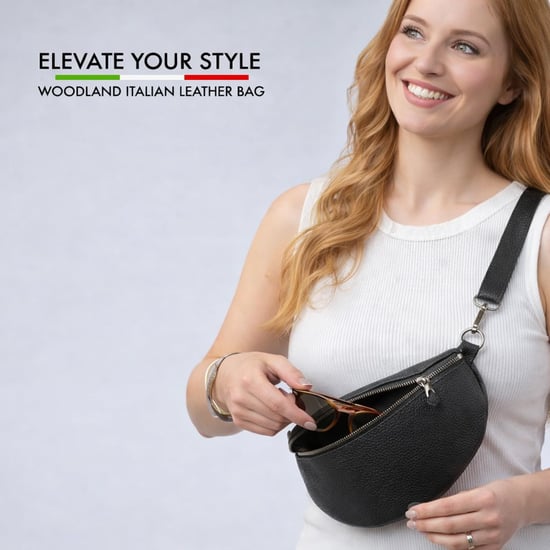 Ladies Genuine Italian Leather Crossbody Sling Bag in Tan - Image 5