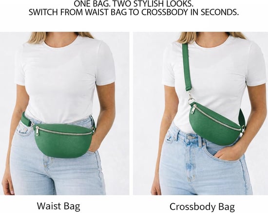 Ladies Genuine Italian Leather Crossbody Sling Bag in Tan - Image 6