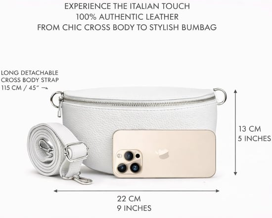 Ladies Genuine Italian Leather Crossbody Sling Bag in White - Image 5