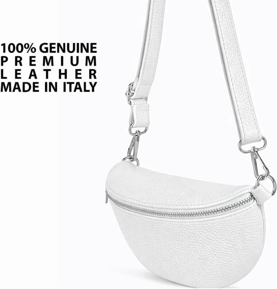 Ladies Genuine Italian Leather Crossbody Sling Bag in White - Image 6
