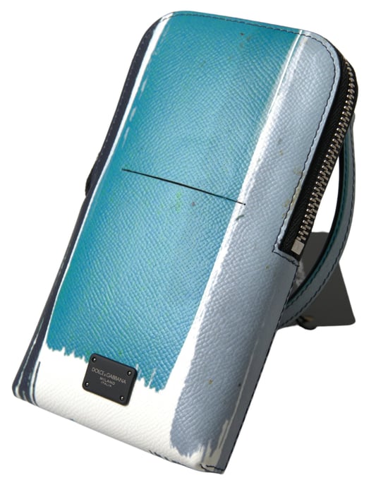Dolce & Gabbana Blue Leather Purse Crossbody Sling Phone Bag Unisex - Image 2