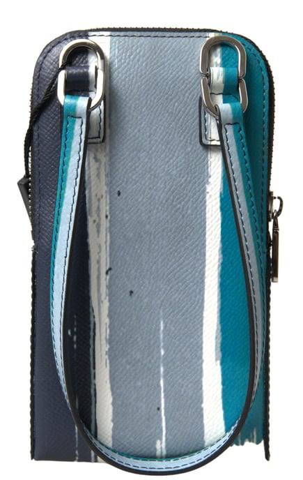 Dolce & Gabbana Blue Leather Purse Crossbody Sling Phone Bag Unisex - Image 3