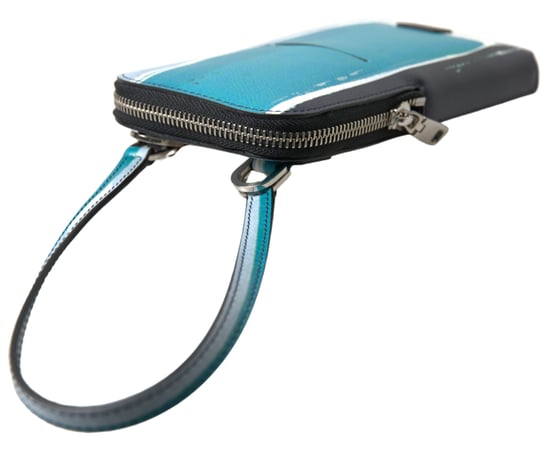 Dolce & Gabbana Blue Leather Purse Crossbody Sling Phone Bag Unisex - Image 6