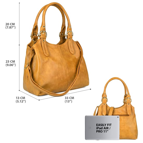 Women's Handbag Multi Pocket Tote Shoulder Bag in Yellow - Image 4