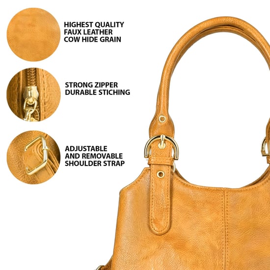 Women's Handbag Multi Pocket Tote Shoulder Bag in Yellow - Image 6