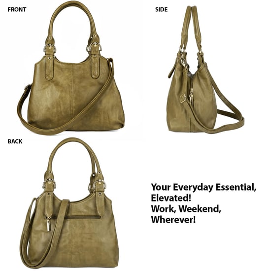 Women's Handbag Multi Pocket Tote Shoulder Bag in Green - Image 3