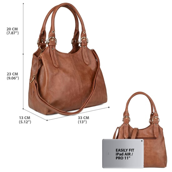 Women's Handbag Multi Pocket Tote Shoulder Bag in Brown - Image 5