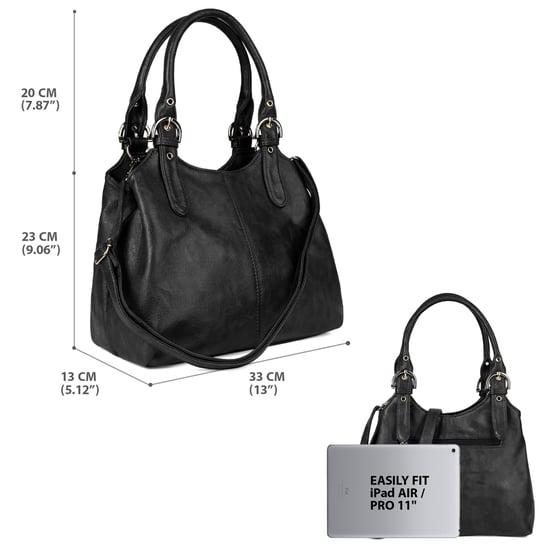 Women's Handbag Multi Pocket Tote Shoulder Bag in Black - Image 4
