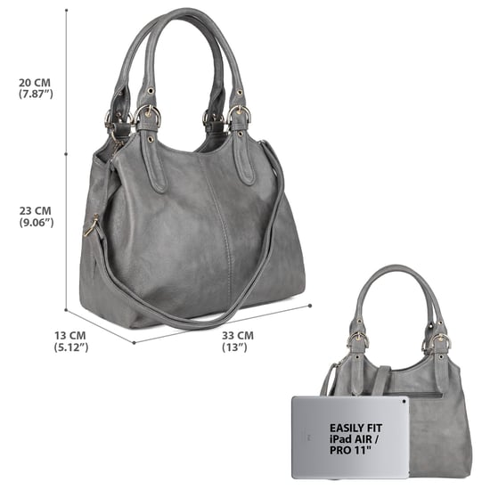 Women's Handbag Multi Pocket Tote Shoulder Bag in Grey - Image 3