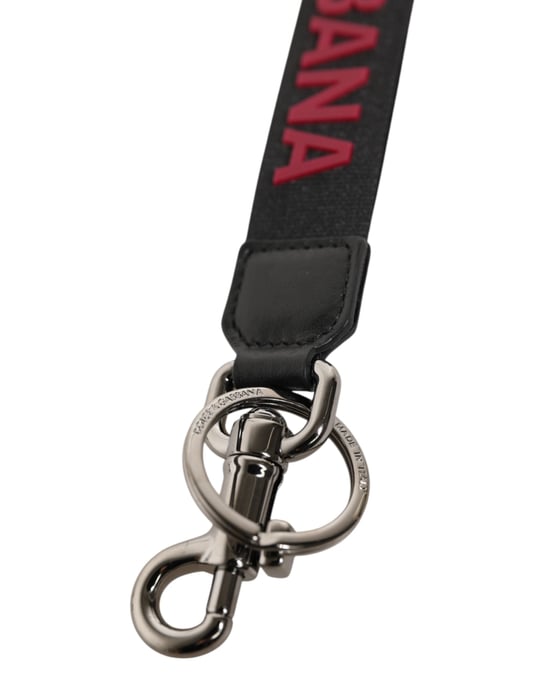 Dolce & Gabbana Svart Röd DG Logotyp Polyester Silver Herr Nyckelring Nyckelring - Image 3