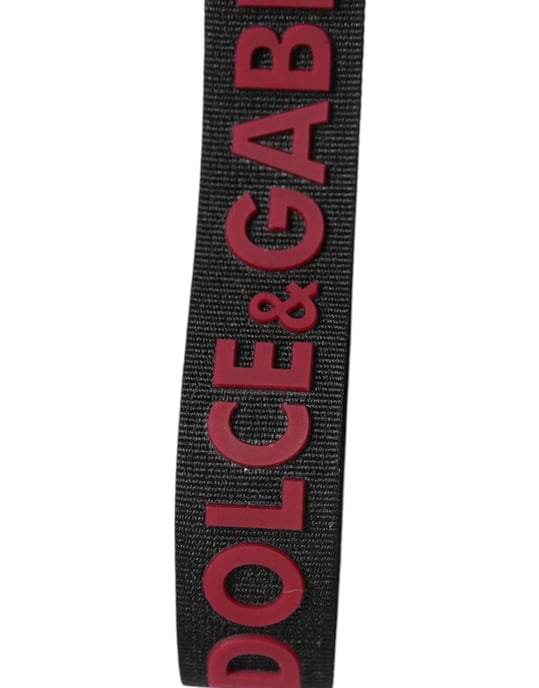 Dolce & Gabbana Svart Röd DG Logotyp Polyester Silver Herr Nyckelring Nyckelring - Image 4