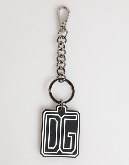 Dolce & Gabbana Zwart Witte DG Rubber Logo Zilveren Mannen Sleutelhanger Sleutelhanger - Image 2