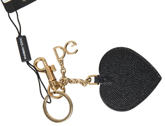 Dolce & Gabbana Svart Fuchsia Hjärta Läder Guld Metall Nyckelring Nyckelring - Image 2