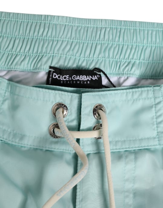 Dolce & Gabbana Aqua Blue Polyester Strandkleding Heren Shorts Zwemkleding - Image 3