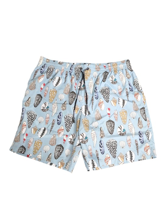 Dolce & Gabbana Blauwe Schelpdruk Nylon Heren Shorts Badmode - Image 1