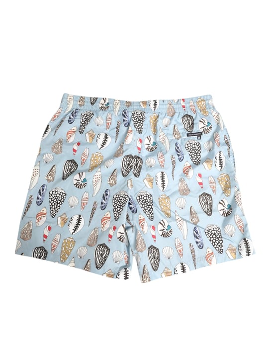 Dolce & Gabbana Blauwe Schelpdruk Nylon Heren Shorts Badmode - Image 5