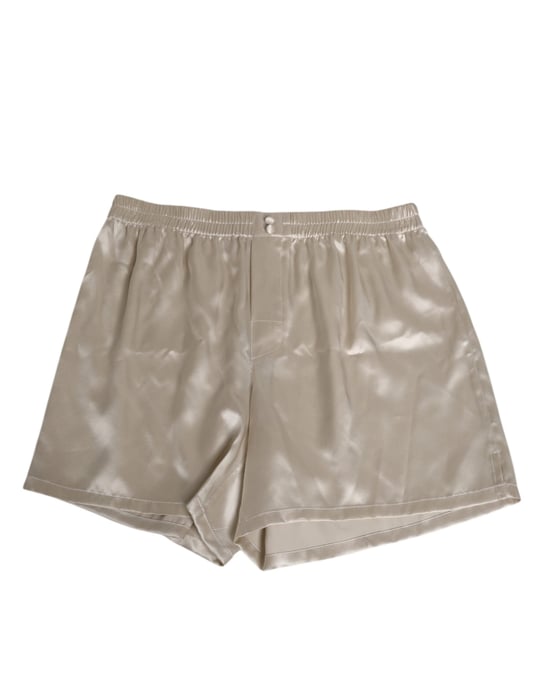 Dolce & Gabbana Beige Silkesatin Elastiska Herrboxershorts Badkläder - Image 2