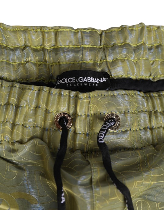 Dolce & Gabbana Groene Polyester Metalen Logo Print Heren Zwemkleding - Image 4