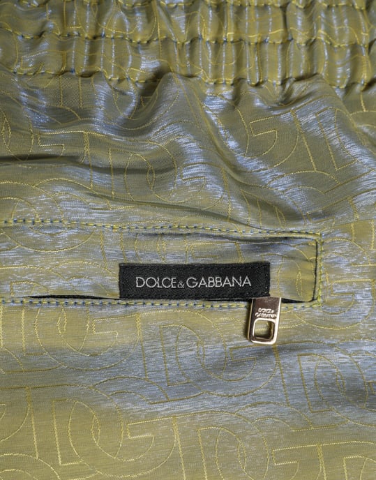Dolce & Gabbana Groene Polyester Metalen Logo Print Heren Zwemkleding - Image 6