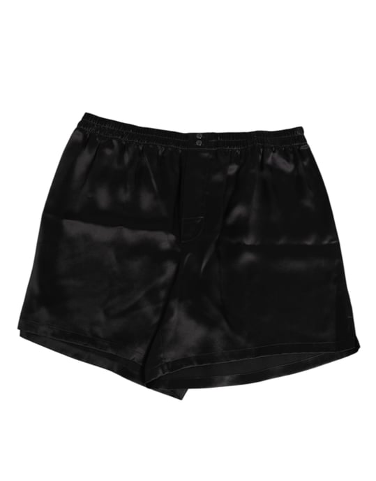 Dolce & Gabbana Svart Silkesatin Elastiska Herr Boxershorts Badkläder - Image 2