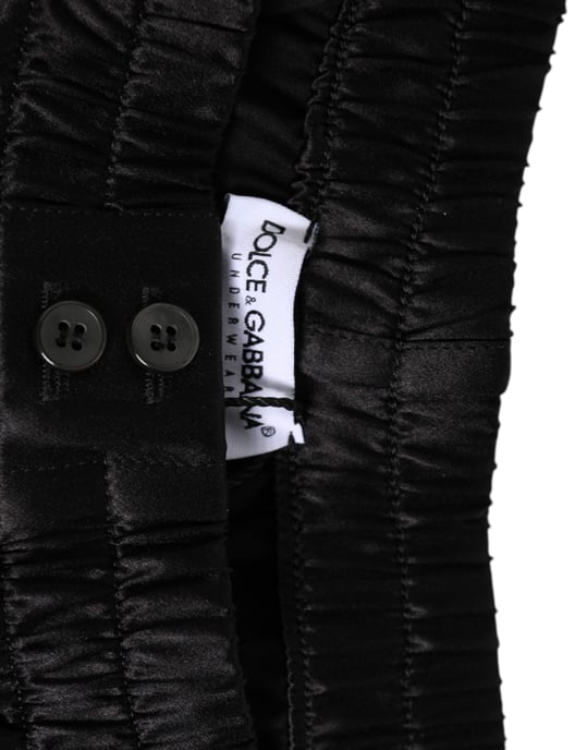 Dolce & Gabbana Svart Silkesatin Elastiska Herr Boxershorts Badkläder - Image 3