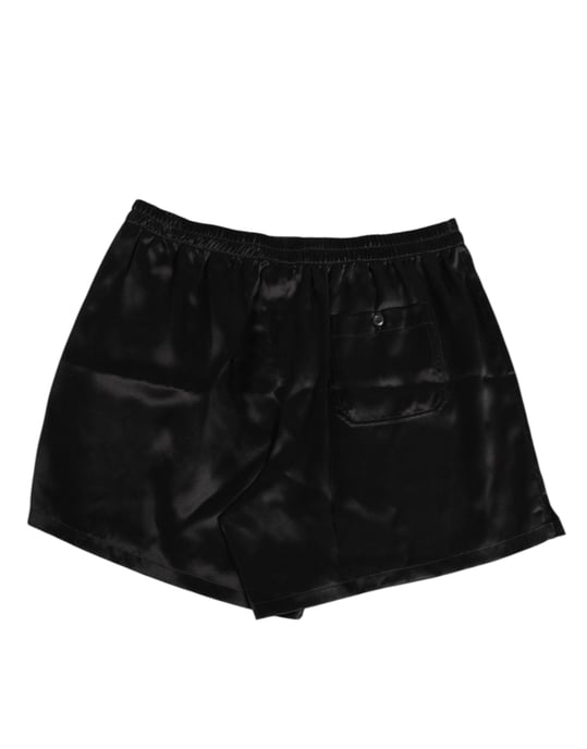 Dolce & Gabbana Svart Silkesatin Elastiska Herr Boxershorts Badkläder - Image 4