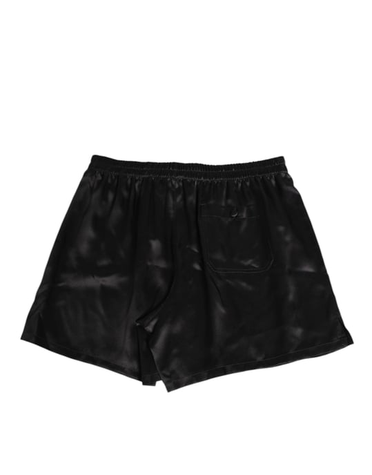 Dolce & Gabbana Svart Siden Satin Elastisk Herr Boxershorts Badkläder - Image 4