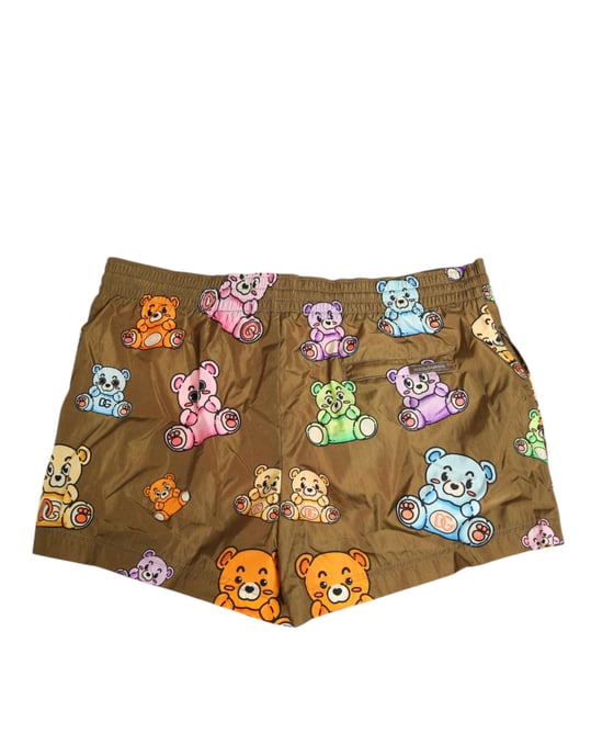 Dolce & Gabbana Bruine Multicolor Teddybeer Heren Shorts Badkleding - Image 5