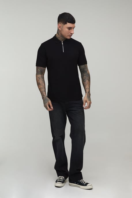 Tall Slim Fit 1/4 Zip Pique Polo - Image 4