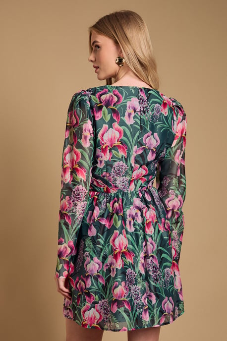 Structured Fit and Flare Pleat Detail Mini Dress - Image 3