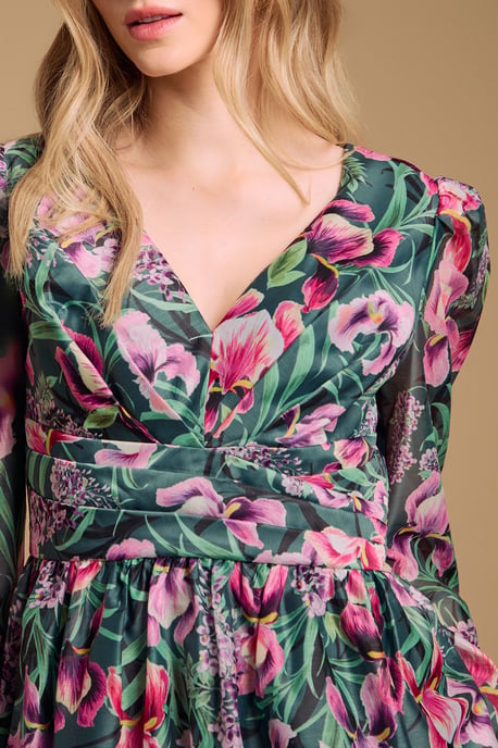 Structured Fit and Flare Pleat Detail Mini Dress - Image 5