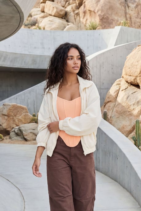 Tie Side Funnel Neck Lightweight Jacket - Image 3