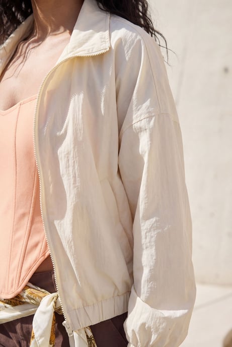 Tie Side Funnel Neck Lightweight Jacket - Image 4