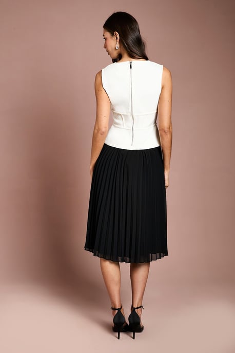 Petite Bandage Peplum Georgette Pleated Skirt Midi Dress - Image 3