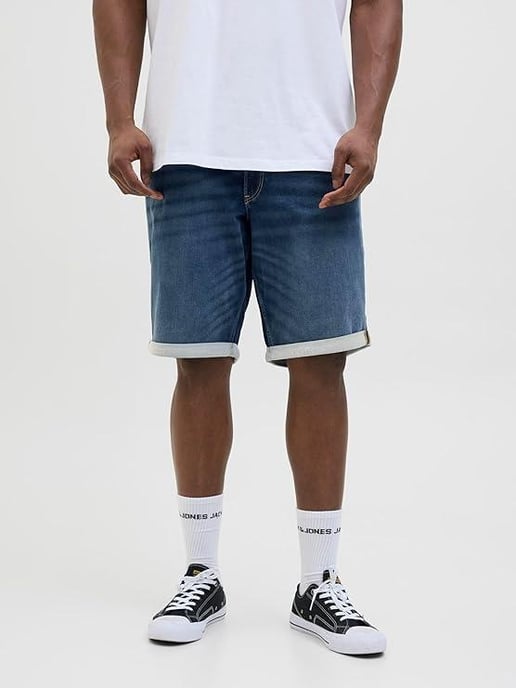Jack & Jones Mens Denim Shorts Rolled Hem Regular Fit - Image 1