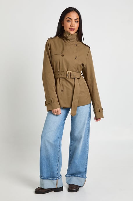 Short Belted Utility Trench Coat - Image 3