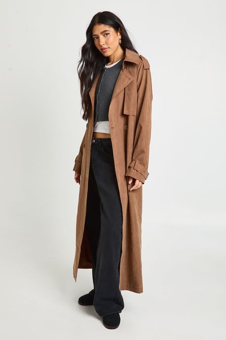 Tall Peached Oversized Double Breast Trench Coat - Image 1