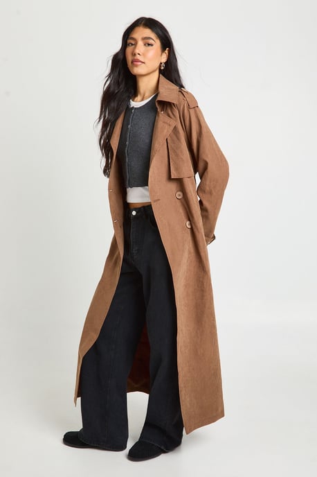 Tall Peached Oversized Double Breast Trench Coat - Image 3