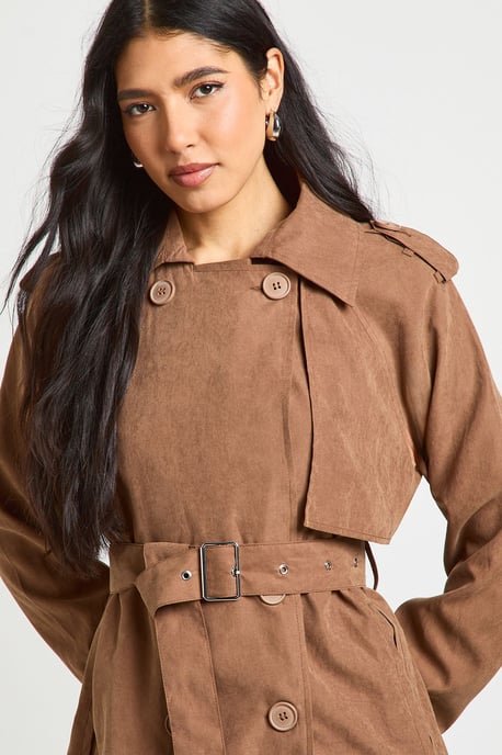 Tall Peached Oversized Double Breast Trench Coat - Image 4