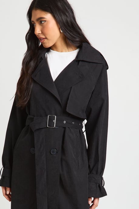 Tall Peached Oversized Double Breast Trench Coat - Image 4