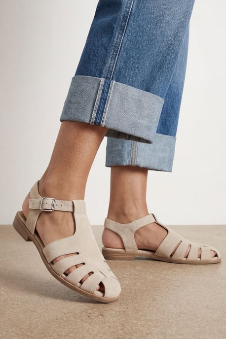 Cass Faux Suede Closed Toe Fisherman Flat Shoes - Image 1