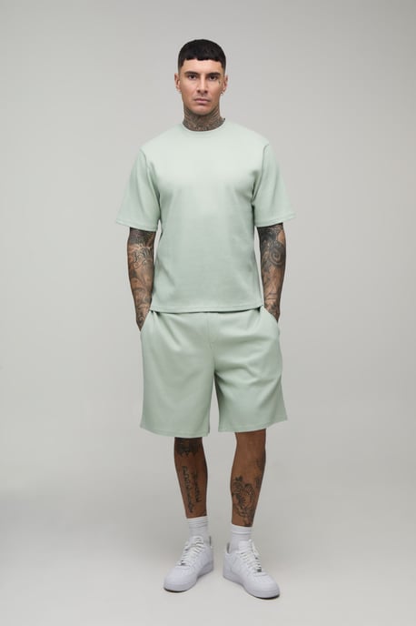 Tall Boxy Fit Pleated T-Shirt & Baggy Short Set - Image 4