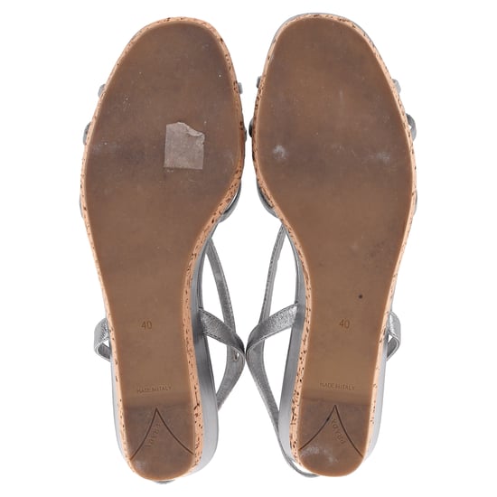 Prada Platform Wedge Sandals in Silver Leather - Image 5