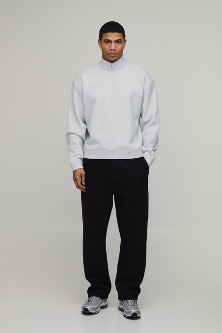 Basic Oversized Boxy Quarter Zip Funnel Neck Sweatshirt - Image 4