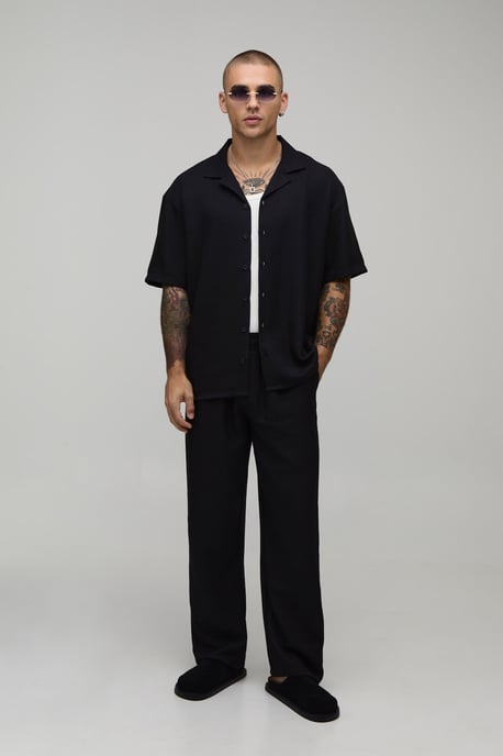 Oversized Short Sleeve Shirt and Trouser Set - Image 1
