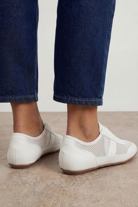 Tracie Faux Leather Mesh Lace Up Trainers - Image 2