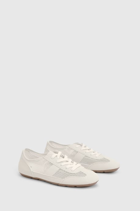 Tracie Faux Leather Mesh Lace Up Trainers - Image 3