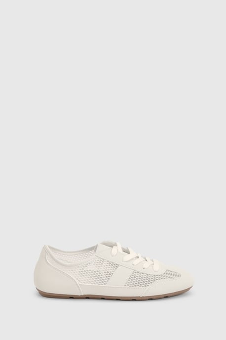 Tracie Faux Leather Mesh Lace Up Trainers - Image 4