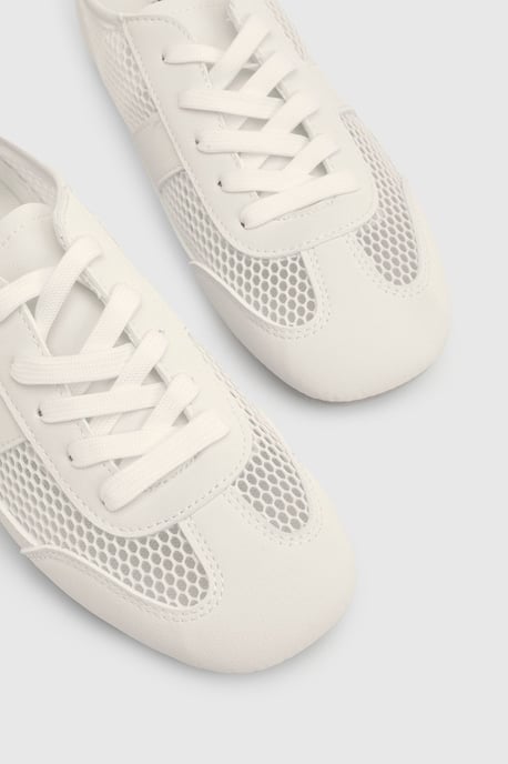 Tracie Faux Leather Mesh Lace Up Trainers - Image 5