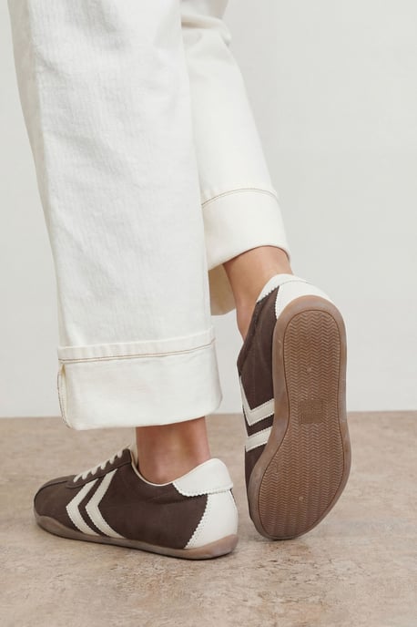 Riley Faux Suede Contrast Lace Up Trainers - Image 2